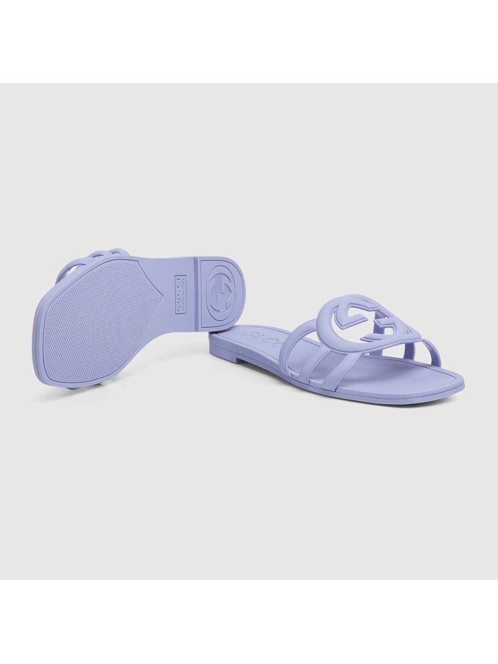 Gucci Lilac Logo Rubber Slide Sandals - Picture 3 of 3